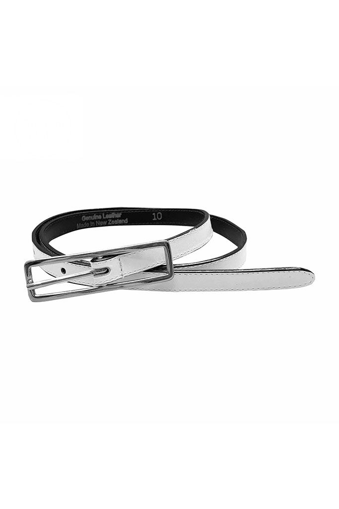 Women’s Slim Leather Belt. -White