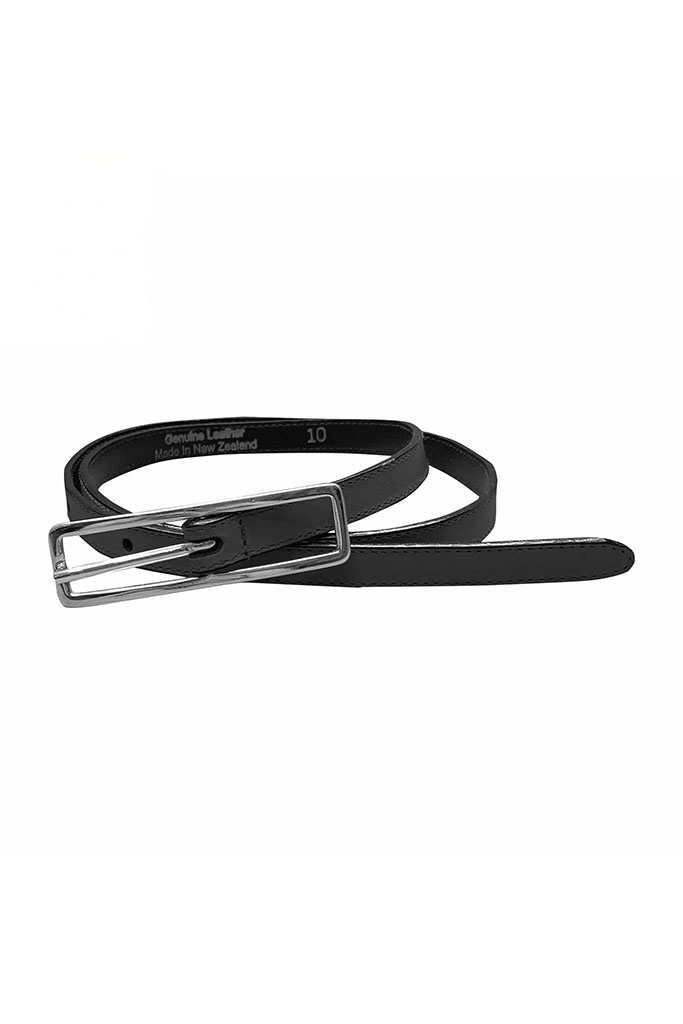 Women’s Slim Leather Belt - Charcoal