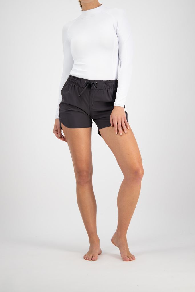 Womens Raglan Tie Waist Boardshort Charcoal-Pant Crop-RAW-3_JPEG