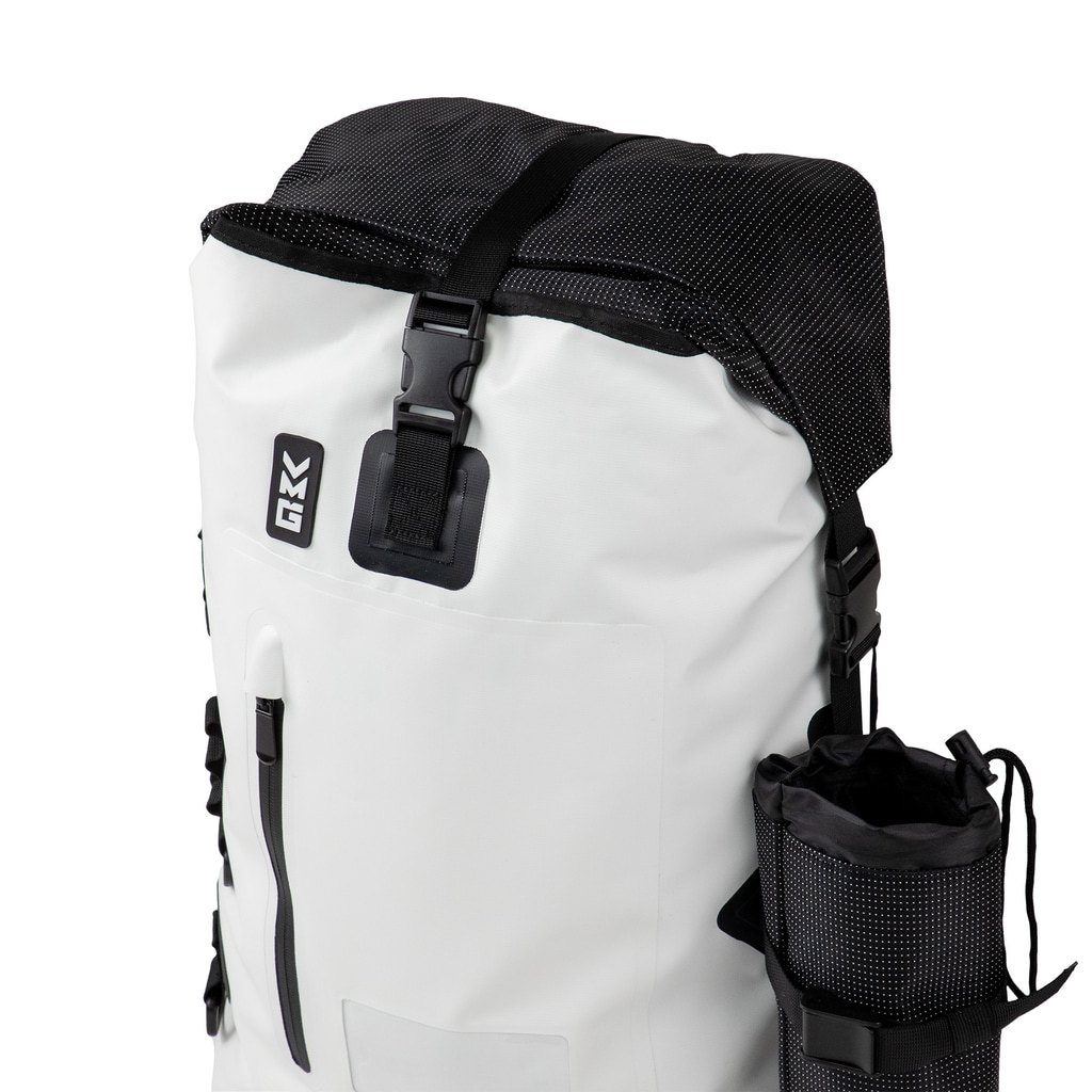 VMG_Chatham_Waterproof_Backpack_White_Black_Close_Up